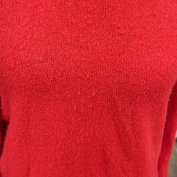 Honey Belle Women's Sweater Sz Small Off Shoulder Cut Out Turtleneck Red Ribbed - Picture 7 of 16